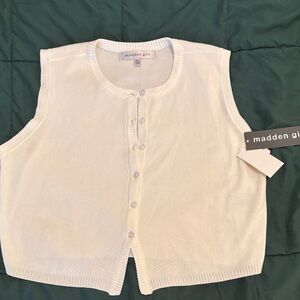 Madden Girl White Sleeveless Cardigan